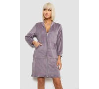 Халат жіночий велюровий на блискавці, колір темно-бузковий, 257R1023