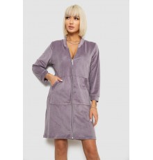 Халат жіночий велюровий на блискавці, колір темно-бузковий, 257R1023
