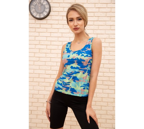 Жіноча майка, в синьо-салатовий принт, 172R4000