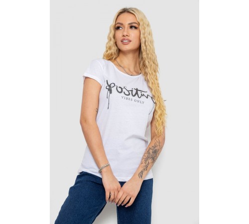 Футболка жіноча з принтом, колір білий, 244R2212