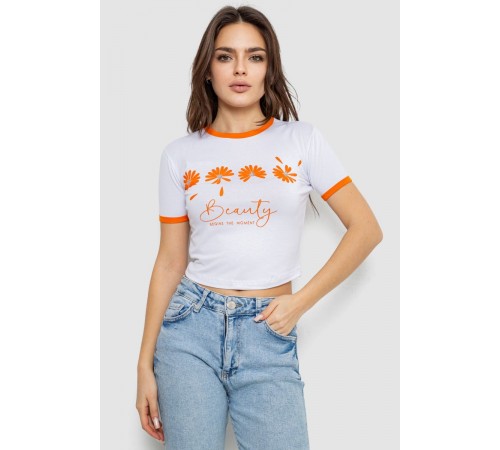 Футболка-топ жіноча з принтом, колір білий, 244R604