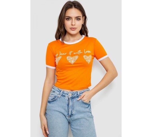 Футболка-топ жіноча з принтом, колір помаранчевий, 244R504
