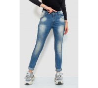 Джинсы женские с потертостями, цвет синий, 244RS06