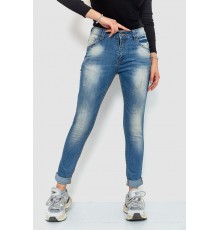 Джинси жіночі з потертостями, колір синій, 244RS06