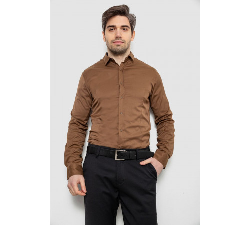 Рубашка мужская однотонная, цвет коричневый, 186R6917