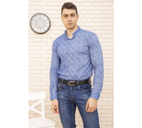 Голубая рубашка мужская, хлопковая, 511F015