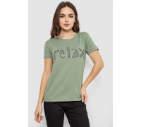 Футболка жіноча з принтом, колір оливковий, 244R610