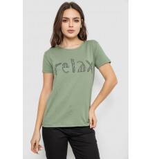 Футболка жіноча з принтом, колір оливковий, 244R610
