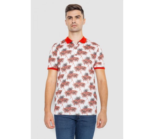 Поло мужское с принтом, цвет красно-молочный, 247R309