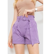 Шорты женские с ремнем и манжетом, цвет светло-фиолетовый, 214R8818 Шорты женские с ремнем и манжетом, цвет светло-фиолетовый, 214R8818