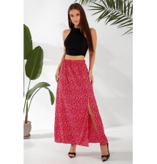 Спідниця софт однотонна в горошок, колір червоний, 257R11-1