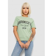 Жіноча футболка з принтом, колір оливковий, 241R137
