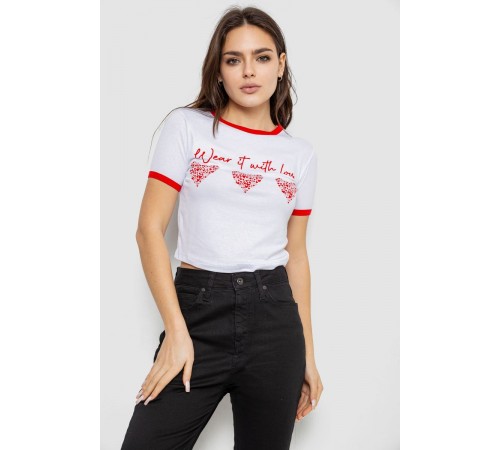 Футболка-топ жіноча з принтом, колір білий, 244R504