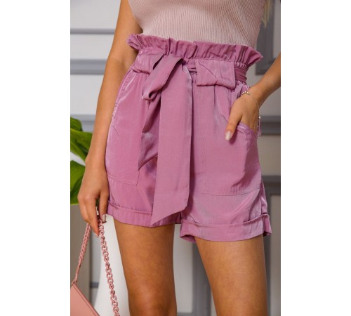 Жіночі шорти на резинці, з поясом, колір Сливовий, 102R305