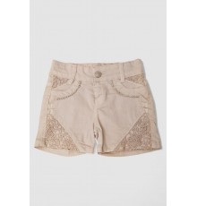 Шорты джинсовые для девочек, цвет темно-бежевый, 247R10033 Шорты джинсовые для девочек, цвет темно-бежевый, 247R10033