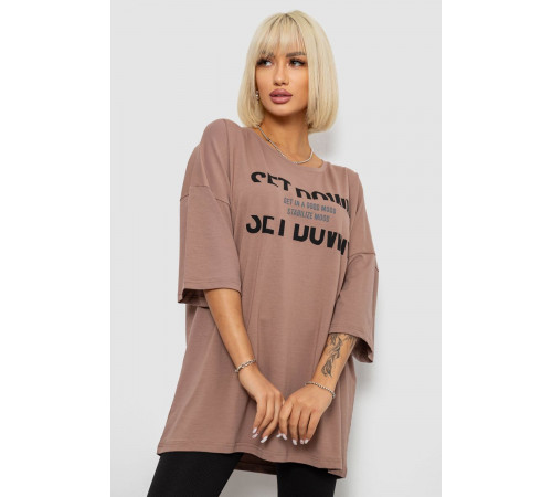 Футболка женская с принтом, цвет мокко, 244R3012-5