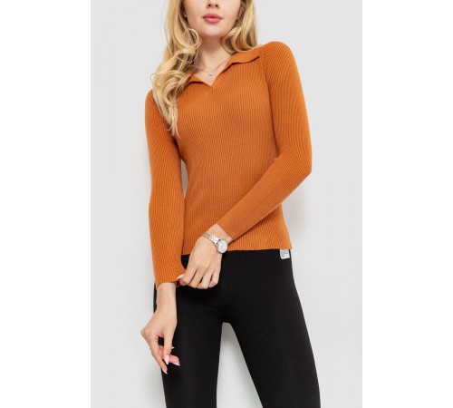 Кофта жіноча в рубчик, колір теракотовий, 204R015
