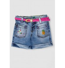 Шорты джинсовые для девочки, цвет синий, 247R1210 Шорты джинсовые для девочки, цвет синий, 247R1210
