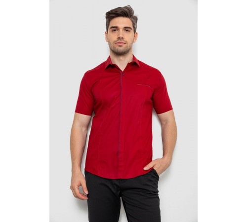 Рубашка мужская однотонная классическая, цвет бордовый, 214R7108
