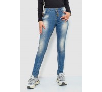 Джинсы женские с потертостями, цвет синий, 244RS03