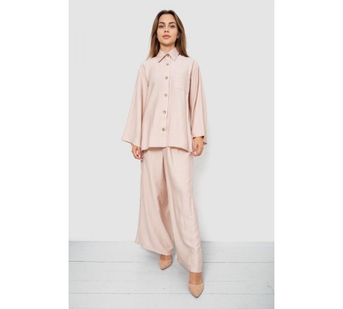 Костюм жіночий вільного крою жатка, колір бежевий, 102R5264