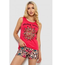 Піжама жіноча з принтом, колір малиновий, 243R24491