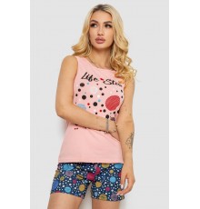 Піжама жіноча з принтом, колір персиковий, 243R24494