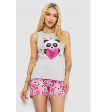 Піжама жіноча з принтом, колір сірий, 243R24495