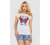 Піжама жіноча з принтом, колір білий, 243R3049-1