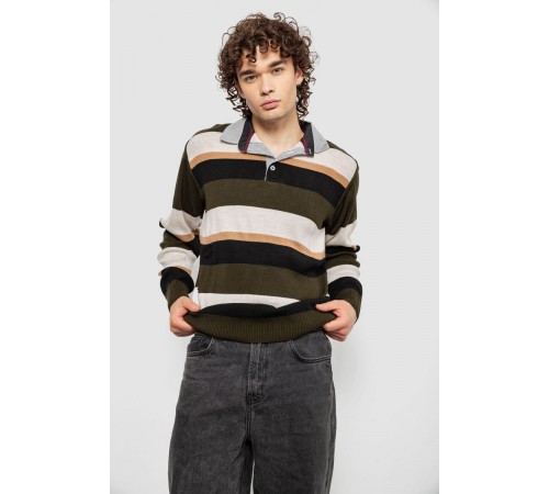 Свитер-обманка мужской, цвет бежево-черный, 161R901-2