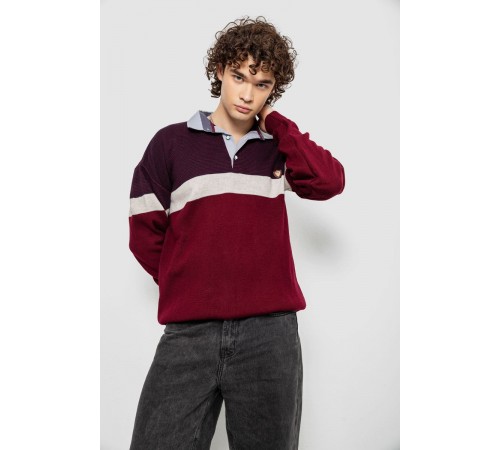 Свитер-обманка мужской, цвет бордовый, 161R913