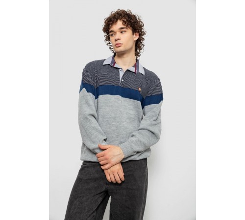 Свитер-обманка мужской, цвет серо-синий, 161R913