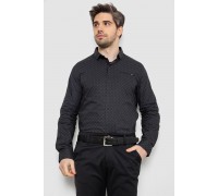 Рубашка мужская однотонная с принтом, цвет черный, 186R2008