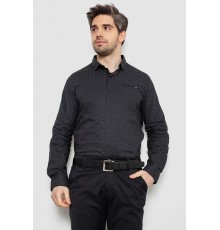 Рубашка мужская однотонная с принтом, цвет черный, 186R2008