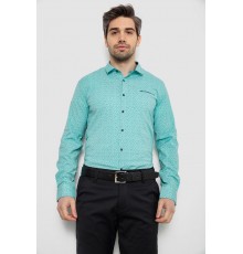 Сорочка чоловіча однотонна з принтом, колір бірюзовий, 186R2028