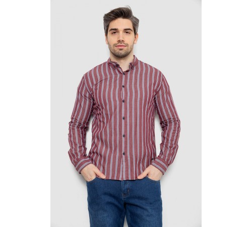 Рубашка мужская в полоску, цвет бордовый, 186R2089