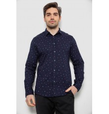 Мужская рубашка однотонная с принтом, цвет синий, 186R6917-6