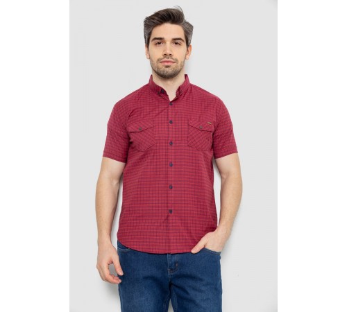 Рубашка мужская в клетку, цвет бордовый, 186R6918-10
