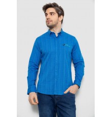 Рубашка мужская в клетку c принтом, цвет электрик, 186RM04