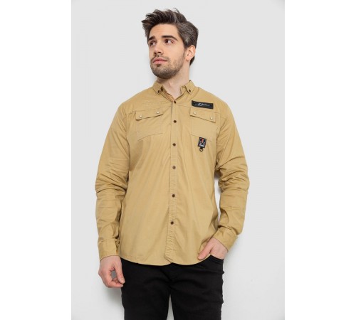 Рубашка мужская, цвет бежевый, 186R01-1