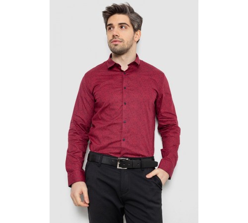 Рубашка мужская с принтом, цвет бордовый, 186R2020