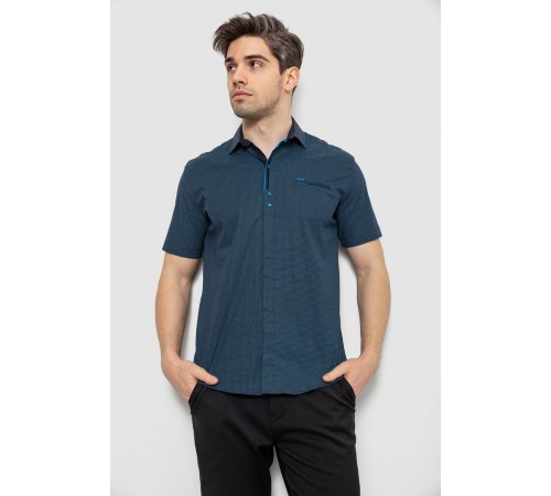 Мужская рубашка с принтом, цвет темно-синий, 186R7022