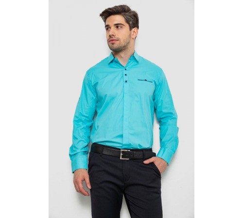 Рубашка мужская  классическая, цвет бирюзовый, 186R7114-5