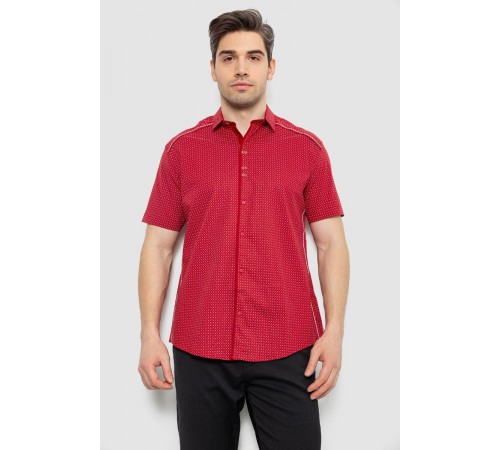 Мужская рубашка с принтом, цвет бордовый, 186R7405