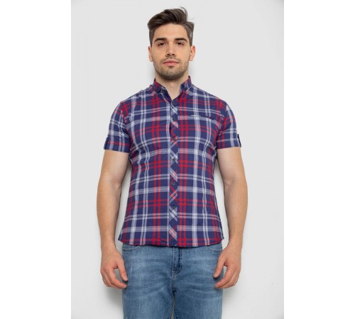 Рубашка мужская в клеточку, цвет сине-красный, 214R0113