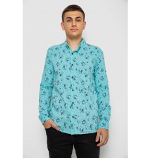 Рубашка мужская с принтом, цвет бирюзовый, 214R1043 Рубашка мужская с принтом, цвет бирюзовый, 214R1043