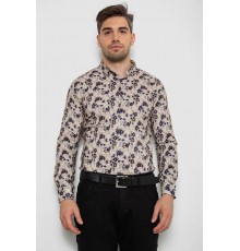 Рубашка мужская с принтом, цвет бежевый, 214R1046