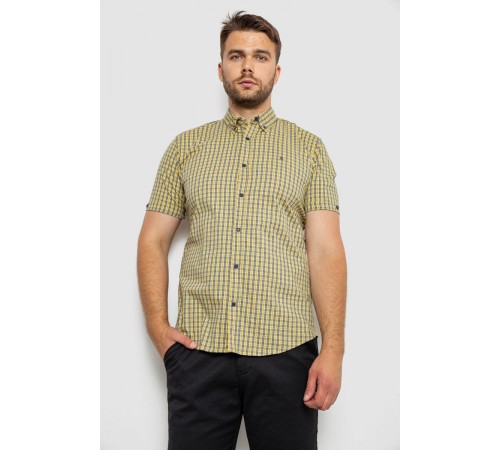 Рубашка мужская в клеточку, цвет желтый, 214R4564