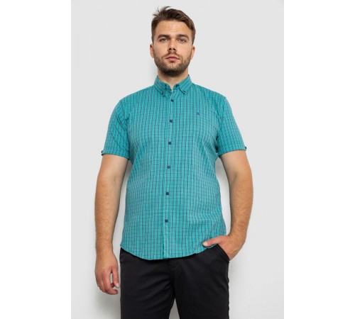 Рубашка мужская в клеточку, цвет зеленый, 214R4564