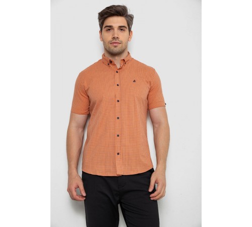 Рубашка мужская в клетку, цвет оранжевый, 214R4564-5